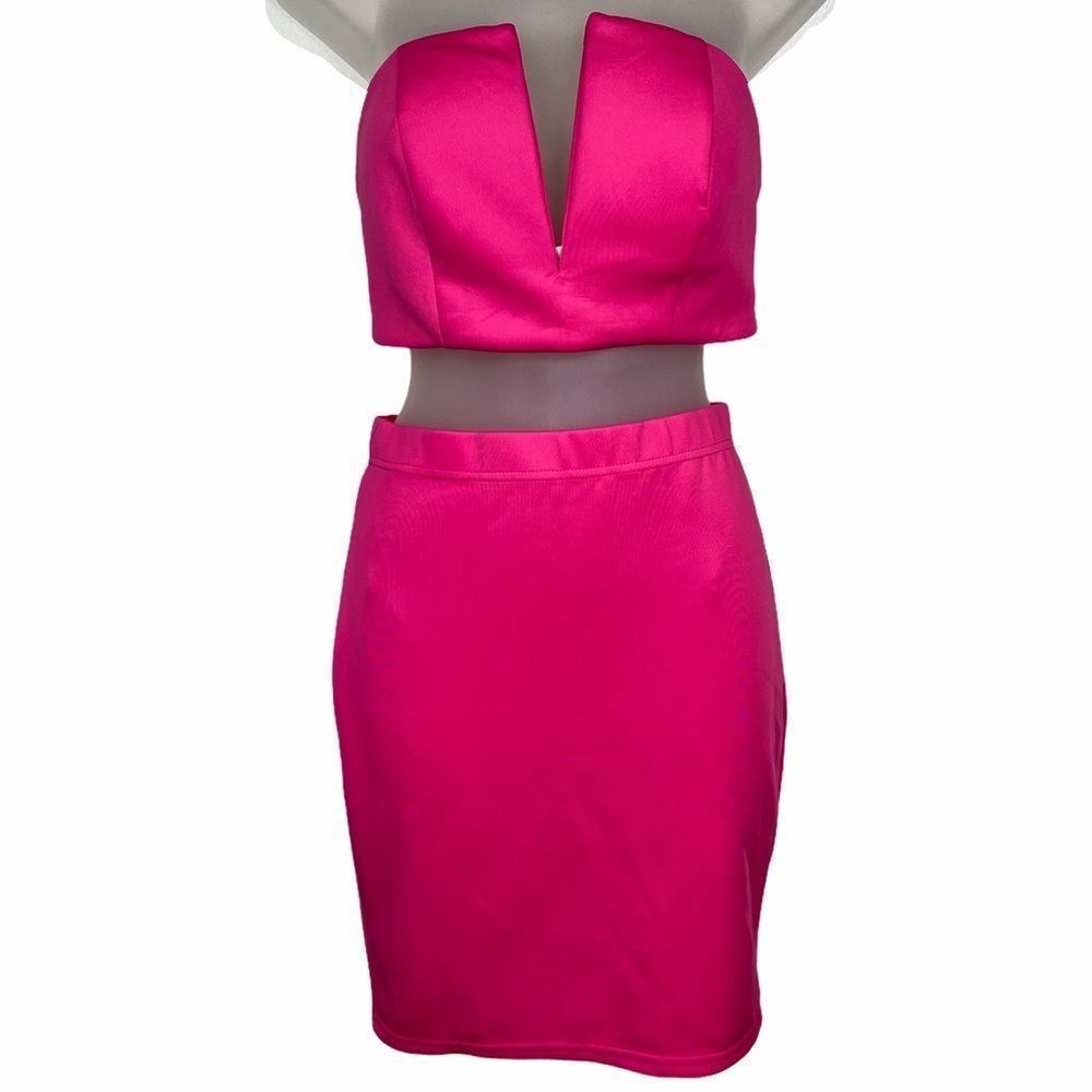 Small TOBI Hot Pink Two Piece Crop BARBIE Bodycon Dress